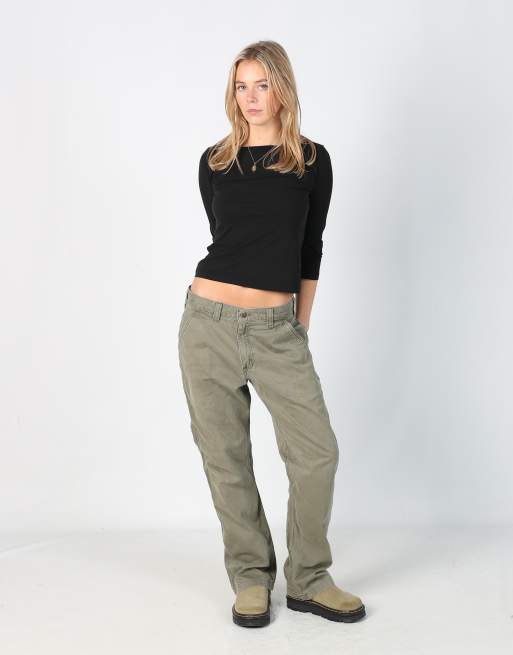 Vintage Carhartt 28x55 denim carpenter jeans in dark green