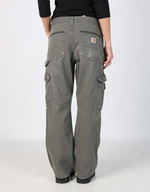 Vintage Carhartt 28x58 canvas carpenter jeans in dark green