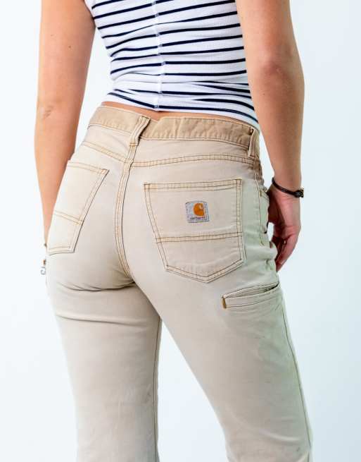 Vintage Carhartt 30x30 Canvas Carpenter Jeans Tan
