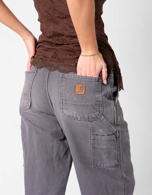 Vintage Carhartt 30x32 Canvas Carpenter Baggy Jeans Grey