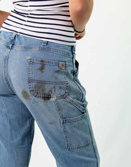 Vintage Carhartt 30x32 Denim Carpenter Jeans Light Blue