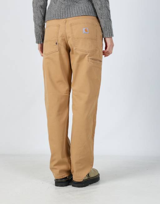 Vintage Carhartt 30x36 canvas carpenter jeans in tan