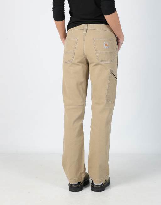 Vintage Carhartt 30x49 canvas carpenter jeans in tan