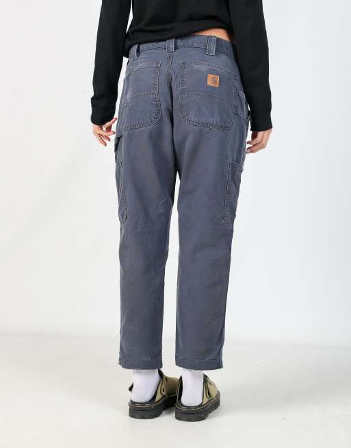 Vintage Carhartt 32x30 canvas carpenter jeans in navy blue