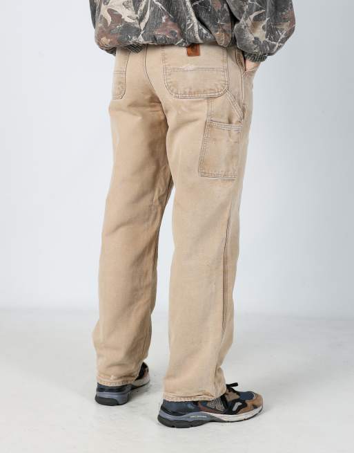 Vintage Carhartt 32x32 canvas carpenter jeans in tan