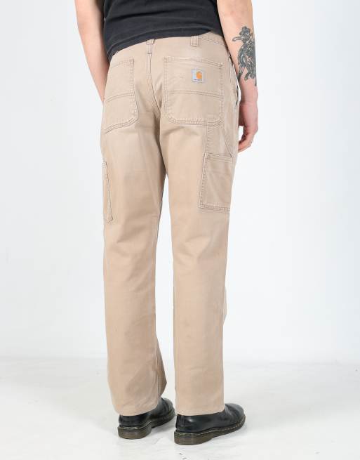 Vintage Carhartt 32x32 canvas carpenter jeans in tan
