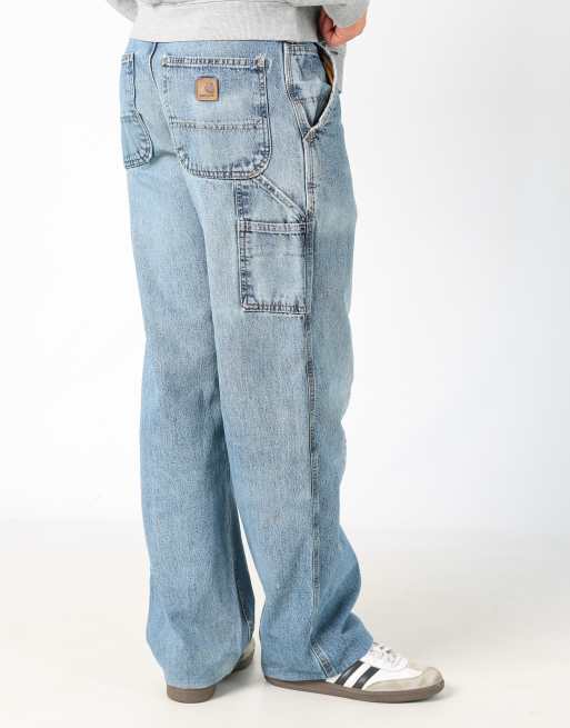 Vintage Carhartt 32x34 denim carpenter jeans in light blue