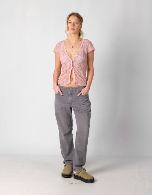 Vintage Carhartt 33x30 Canvas Carpenter Baggy Jeans Light Grey
