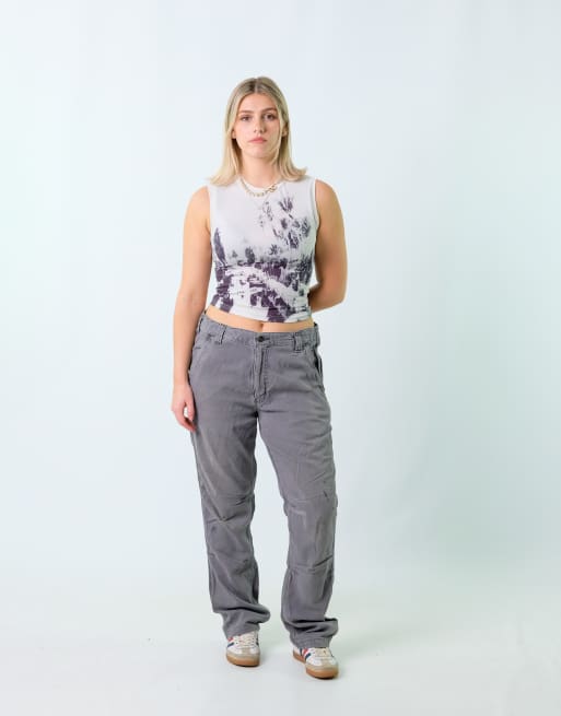 Vintage Carhartt 33x32 Canvas Carpenter Baggy Jeans Charcoal Grey