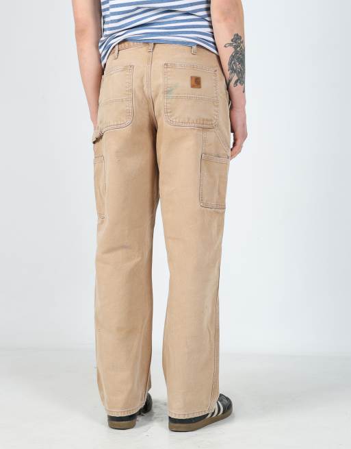 Vintage Carhartt 33x32 canvas carpenter jeans in beige, 2 of 4