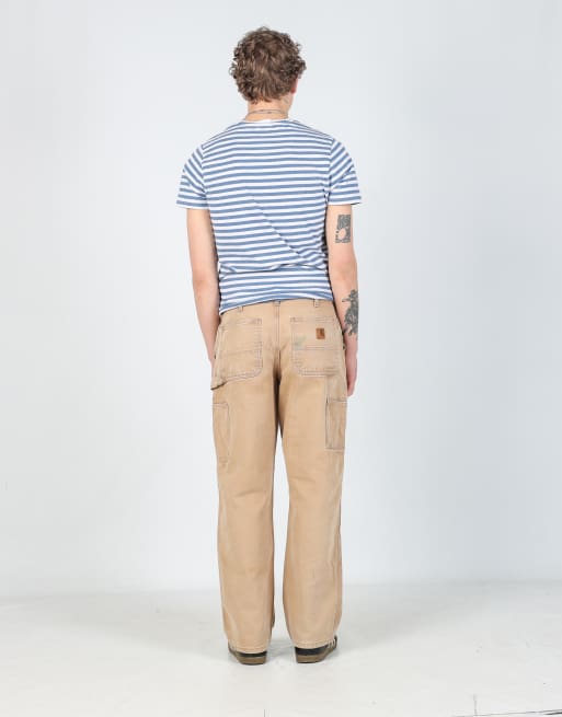 Vintage Carhartt 33x32 canvas carpenter jeans in beige, 3 of 4