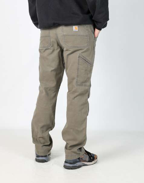 Vintage Carhartt 33x32 canvas carpenter jeans in dark green - view 1