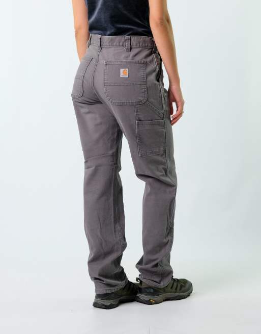 Vintage Carhartt 33x34 Canvas Carpenter Baggy Jeans Charcoal Grey