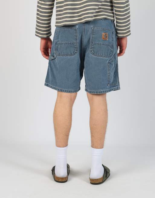 Vintage Carhartt 34x17 canvas carpenter baggy shorts in navy blue