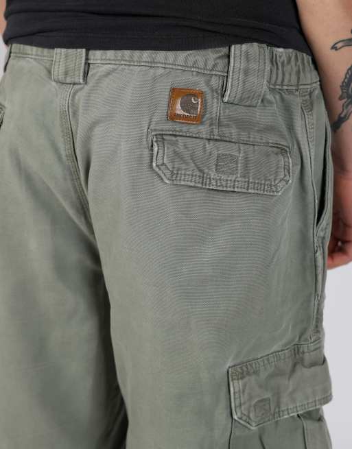 Vintage Carhartt 34x21 canvas cargo shorts in dark green, 4 of 4