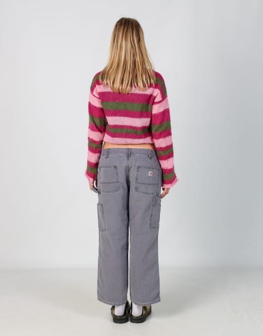 Vintage Carhartt 34x26 canvas carpenter jeans in grey, 3 of 4