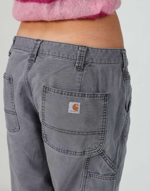 Vintage Carhartt 34x26 canvas carpenter jeans in grey, 4 of 4