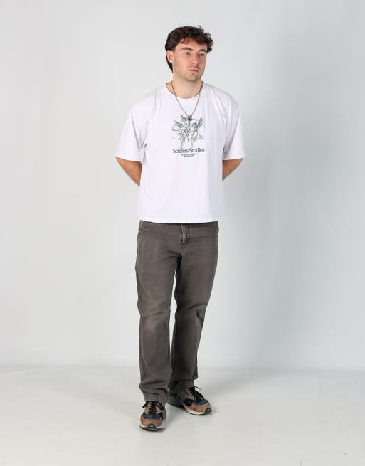 Vintage Carhartt 34x30 canvas carpenter jeans in grey