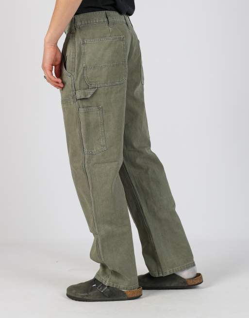 Vintage Carhartt 34x30 canvas carpenter jeans in khaki green