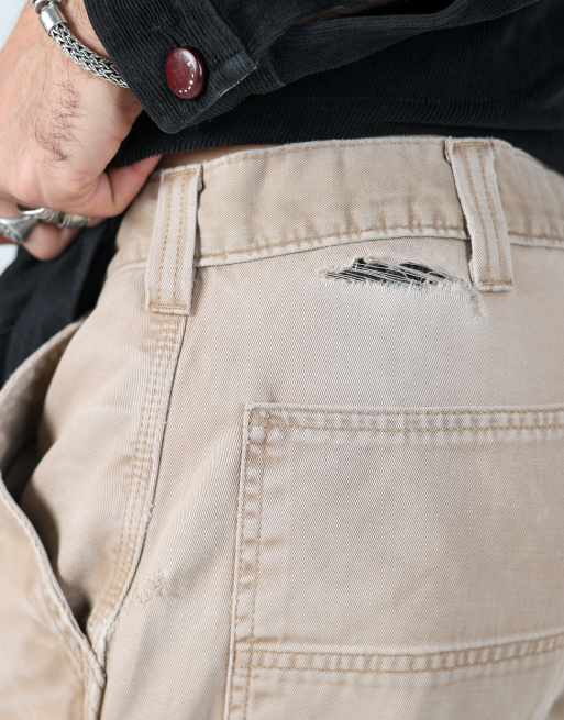 Vintage Carhartt 34x30 canvas carpenter jeans in tan