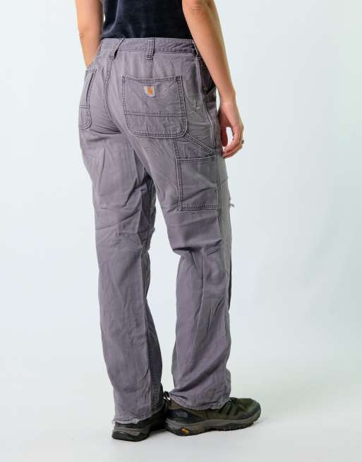 Vintage Carhartt 34x32 Canvas Carpenter Baggy Jeans Charcoal Grey