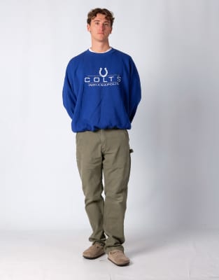 Vintage Carhartt 34x32 Canvas Carpenter Baggy Jeans Khaki Green