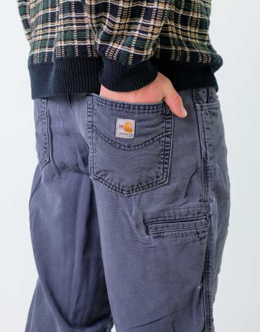 Vintage Carhartt 34x32 Canvas Carpenter Baggy Jeans Navy Blue