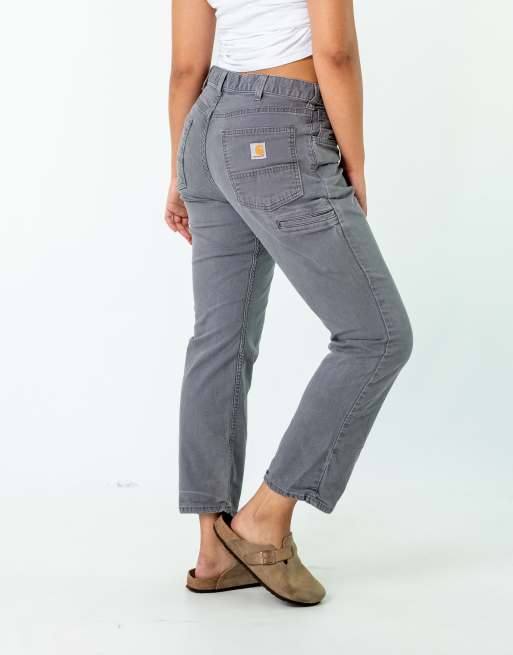 Vintage Carhartt 34x32 Canvas Carpenter Jeans Grey