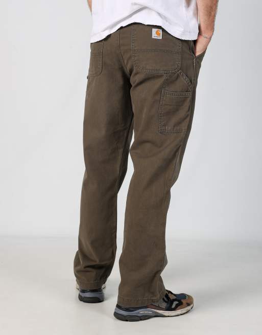 Vintage Carhartt 34x32 canvas carpenter jeans in khaki green