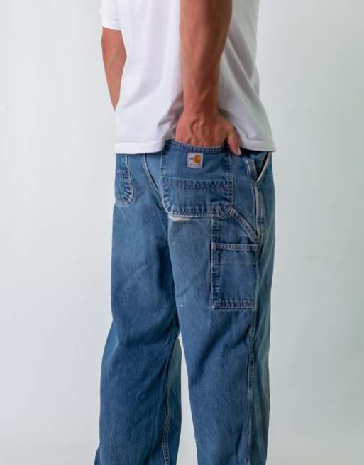 Vintage Carhartt 34x34 Denim Carpenter Jeans Light Blue