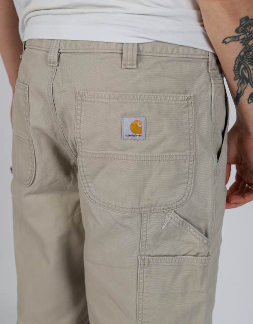 Vintage Carhartt 34x48 canvas carpenter baggy shorts in beige, 4 of 4