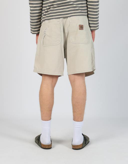 Vintage Carhartt 36x17 canvas carpenter baggy shorts in beige