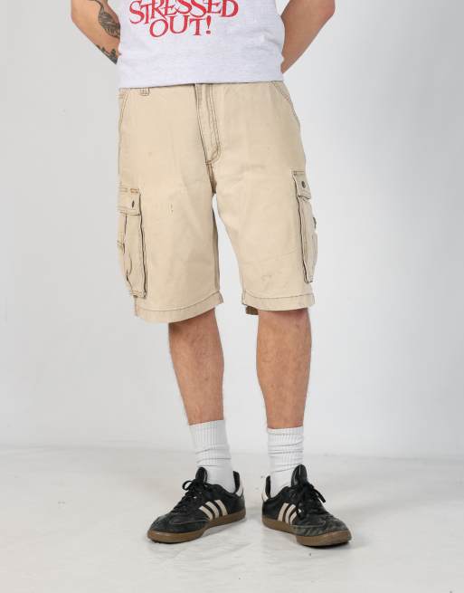 Vintage Carhartt 36x22 canvas cargo shorts in tan