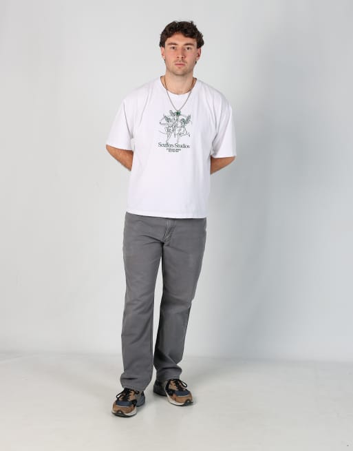 Vintage Carhartt 36x32 canvas carpenter jeans in grey