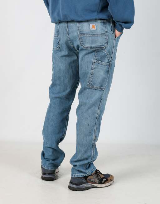 Vintage Carhartt 36x32 denim carpenter jeans in light blue, 2 of 4