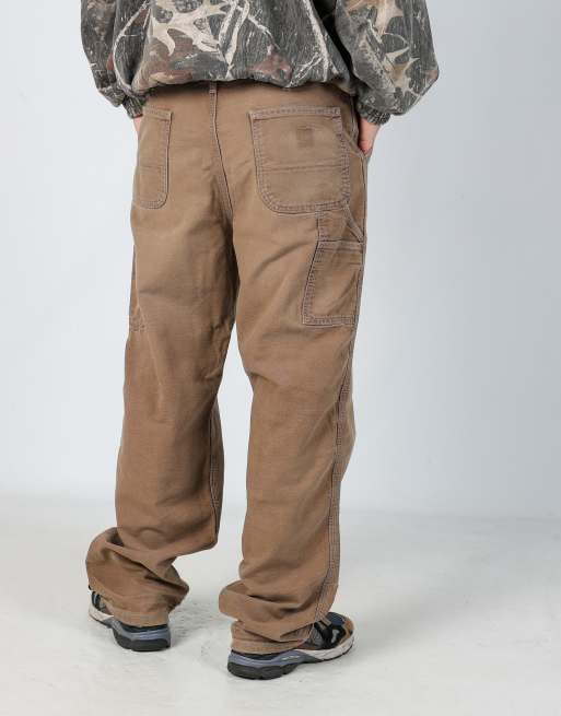 Vintage Carhartt 36x34 canvas carpenter jeans in brown