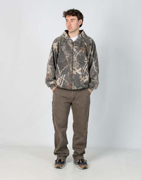 Vintage Carhartt 36x34 canvas carpenter jeans in khaki green - view 1