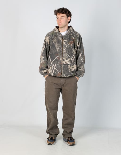 Vintage Carhartt 36x34 canvas carpenter jeans in khaki green