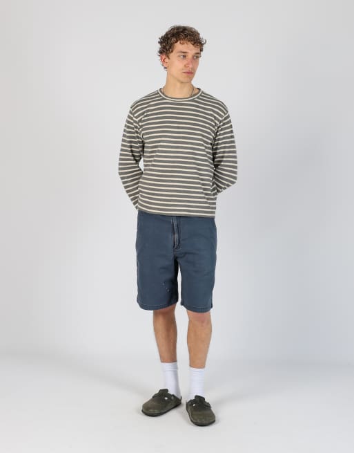 Vintage Carhartt 38x21 canvas carpenter baggy shorts in navy blue
