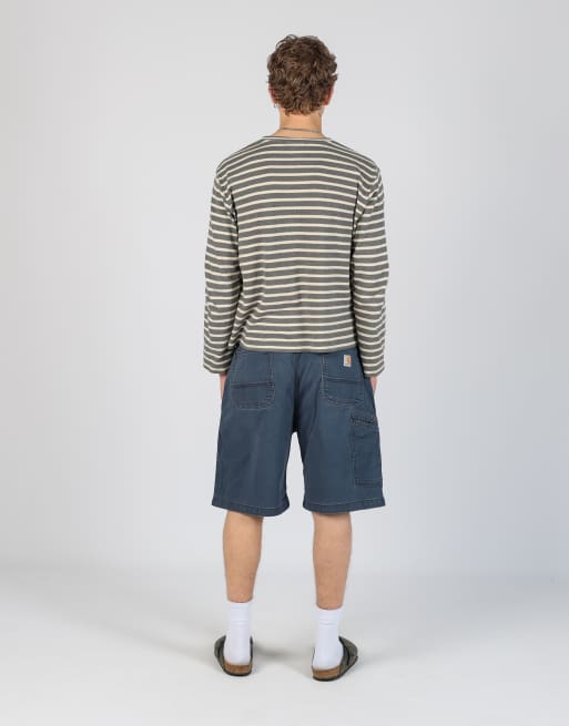 Vintage Carhartt 38x21 canvas carpenter baggy shorts in navy blue, 3 of 4