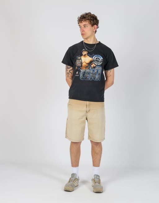 Vintage Carhartt 38x21 canvas carpenter baggy shorts in tan, 2 of 4