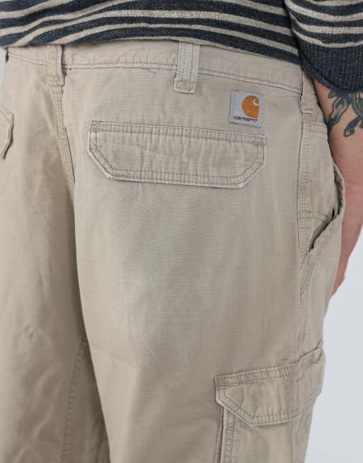 Vintage Carhartt 38x22 canvas cargo shorts in beige, 4 of 4