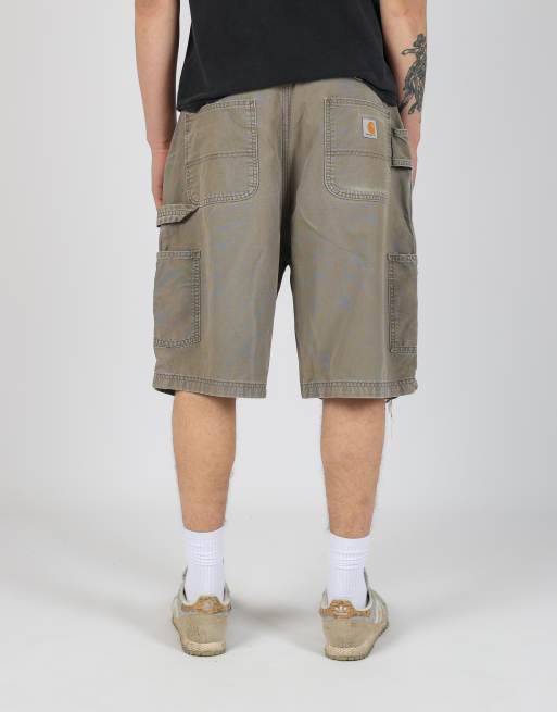 Vintage Carhartt 38x22 canvas cargo shorts in khaki green