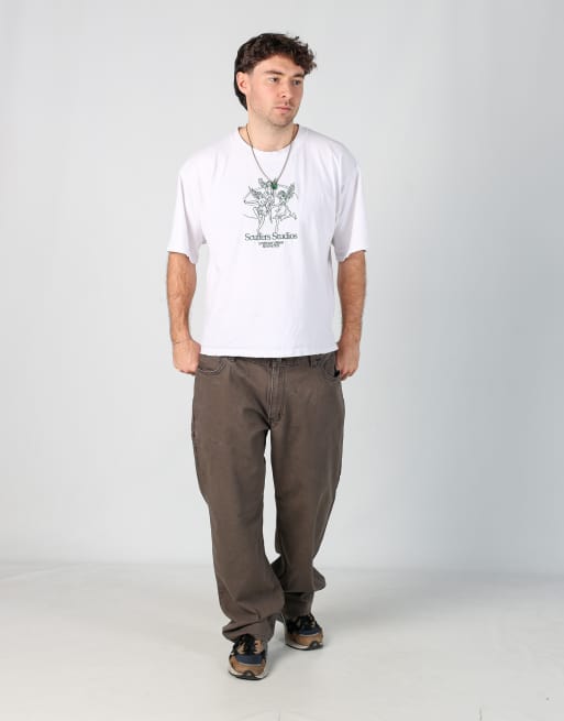 Vintage Carhartt 38x30 canvas carpenter jeans in brown