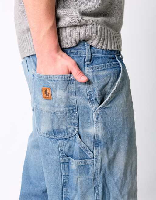 Vintage Carhartt 38x30 Denim Carpenter Baggy Jeans Light Blue