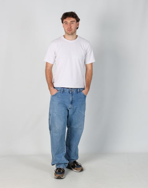 Vintage Carhartt 38x30 denim carpenter jeans in light blue - view 1