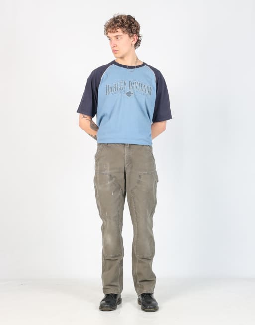 Vintage Carhartt double knee 31x34 canvas carpenter jeans in khaki green
