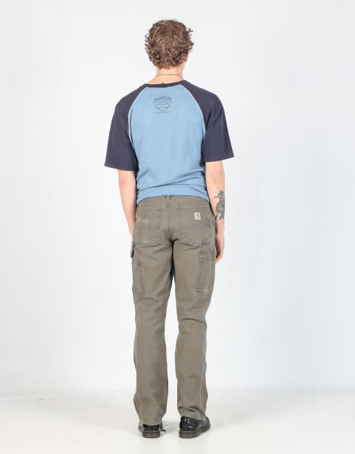 Vintage Carhartt double knee 31x34 canvas carpenter jeans in khaki green, 3 of 4