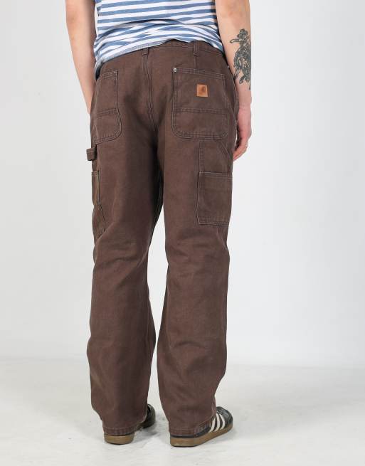 Vintage Carhartt double knee 32x30 canvas carpenter jeans in brown