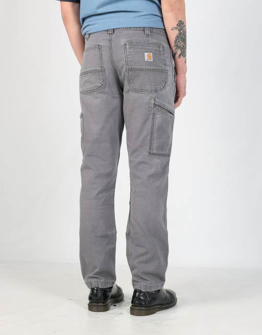 Vintage Carhartt double knee 32x32 canvas carpenter jeans in charcoal grey, 2 of 4